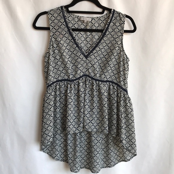 1. State navy and white/cream high low tank top, S - Picture 1 of 8